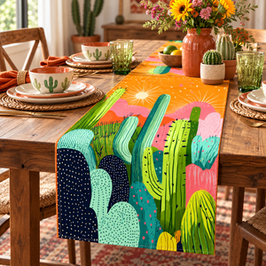 Desert Cactus quilted table runner on dining table