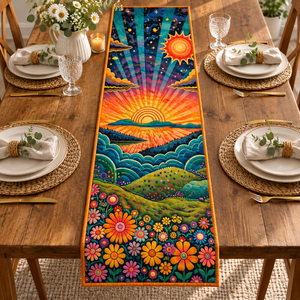Retro Sunset quilted table runner
