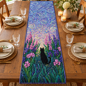 Black Cat quilted table runner