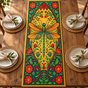 Dragonfly quilted table runner