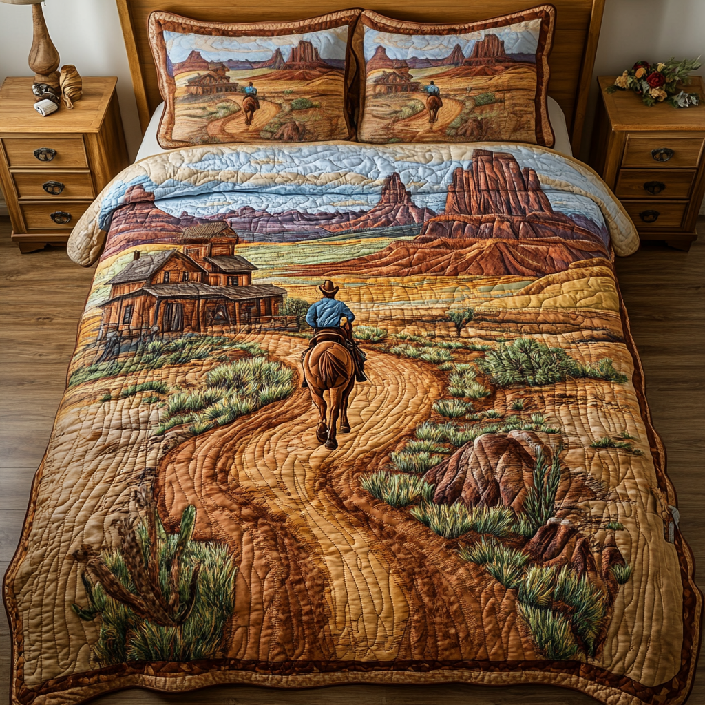Canyon Sunset 3-Piece Quilted Bedding Set Quilted Bedspread Nature Lover Gift Fall Decor Gift