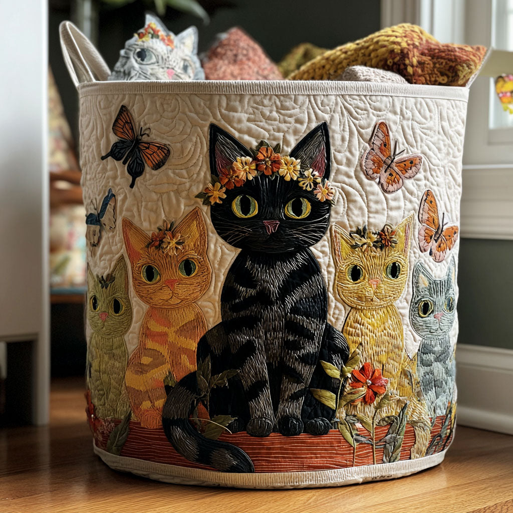 Cat Among Flowers Laundry Basket Laundry Gifts, Housewarming Gift Ideas, Mother's Day Gifts