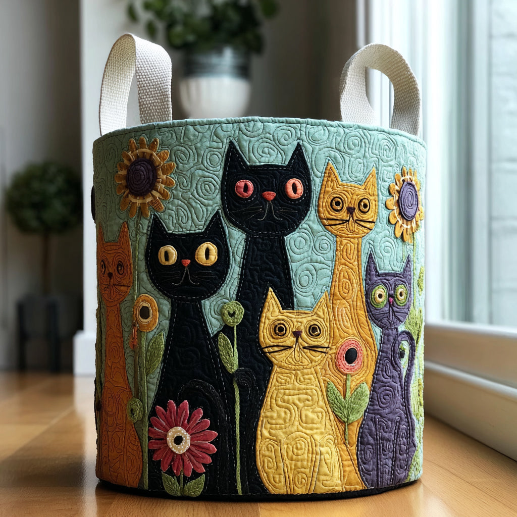 Cat Patchwork Laundry Basket Laundry Gifts, Housewarming Gift Ideas, Mother's Day Gifts