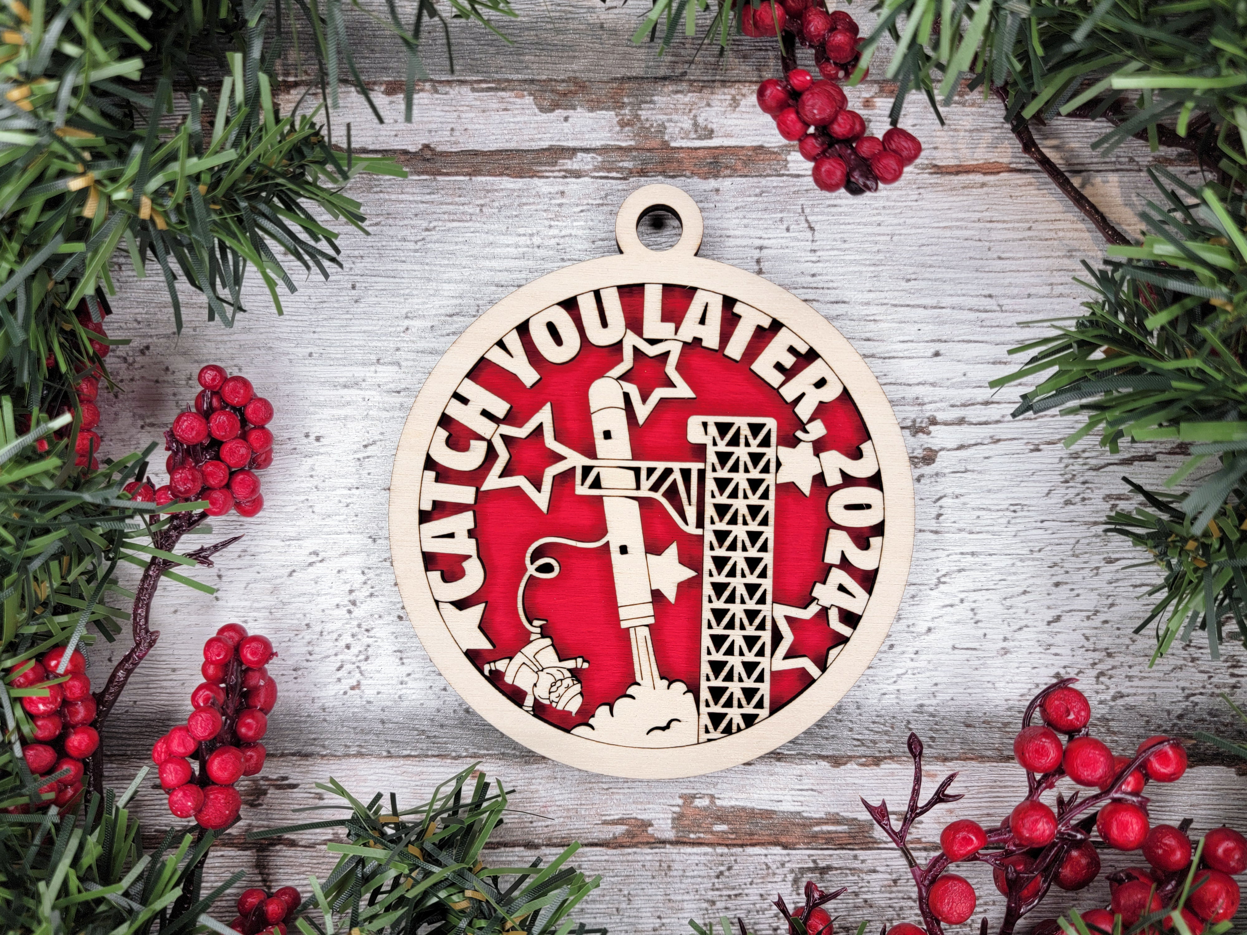 Catch You Later 2024 2-Layer Wooden Ornament, Year In Review Ornament, Funny Ornament