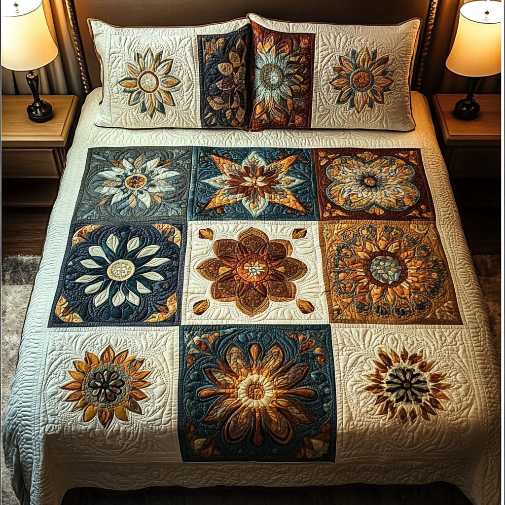 Celestial Mandala 3-Piece Quilted Bedding Set Bedspread Set New Home Gift