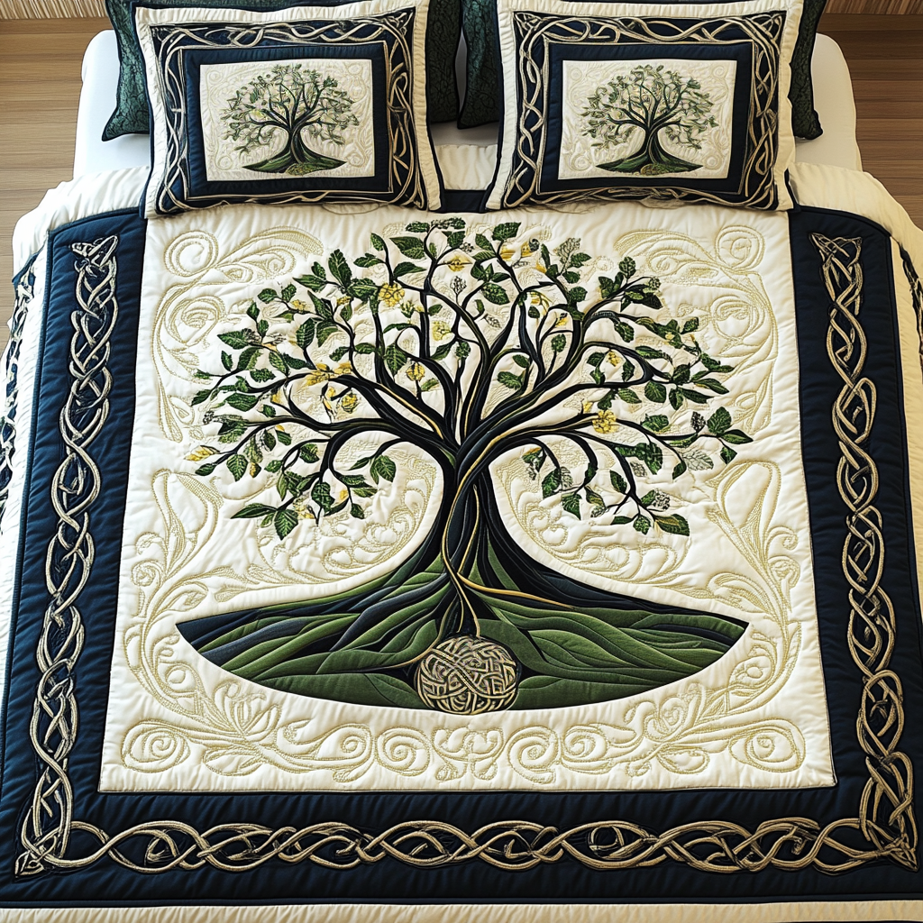 Celtic Essence 3-Piece Quilted Bedding Set Fall Quilt Sets Housewarming Gift