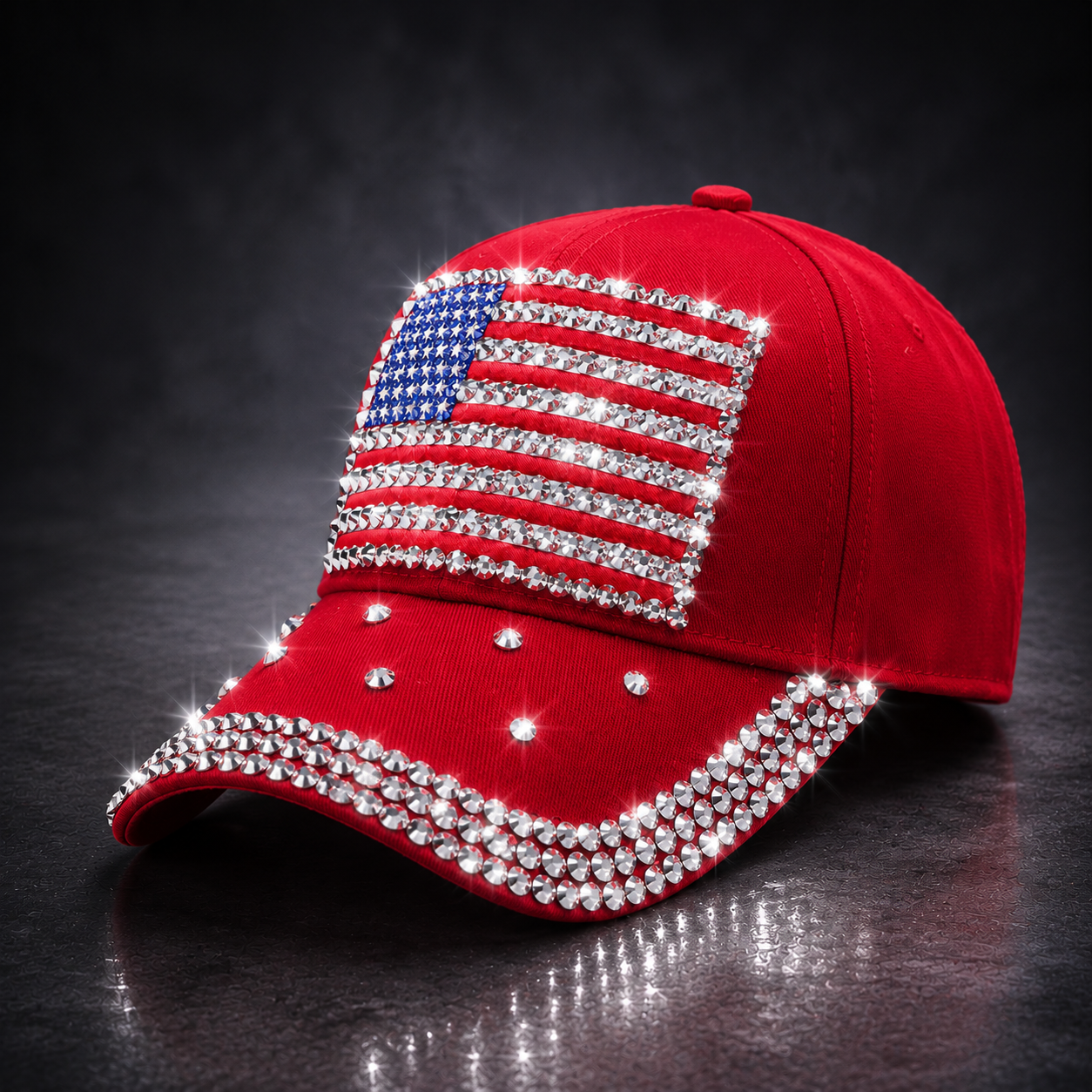 American Flag Rhinestone Bling Baseball Cap, 250th Anniversary Patriotic Hat, Patriotic USA Hat