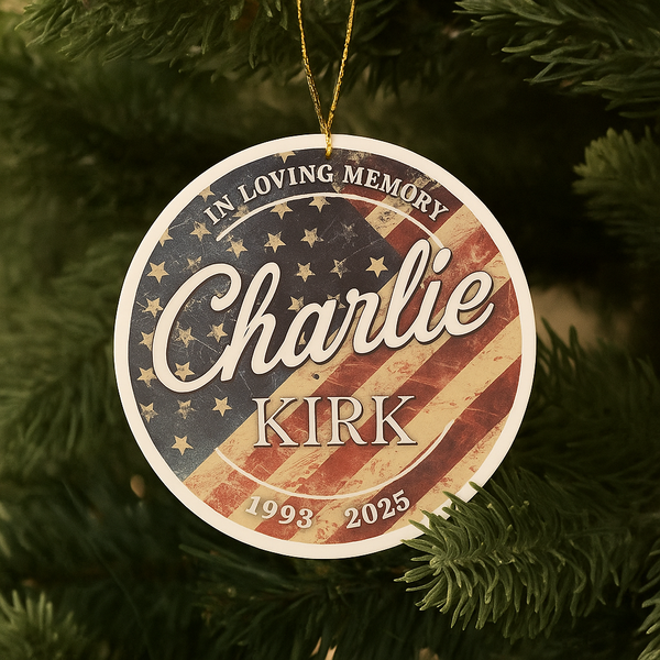 In Loving Memory American Flag Ornament, Charlie Kirk Memorial Ornament, American Patriot Xmas Decor
