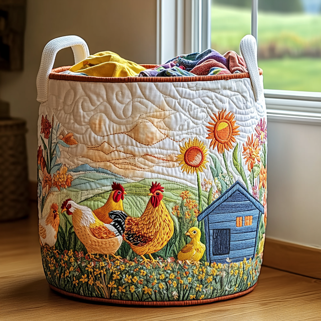 Chicken Meadow Laundry Basket Laundry Gifts, Housewarming Gift Ideas, Mother's Day Gifts