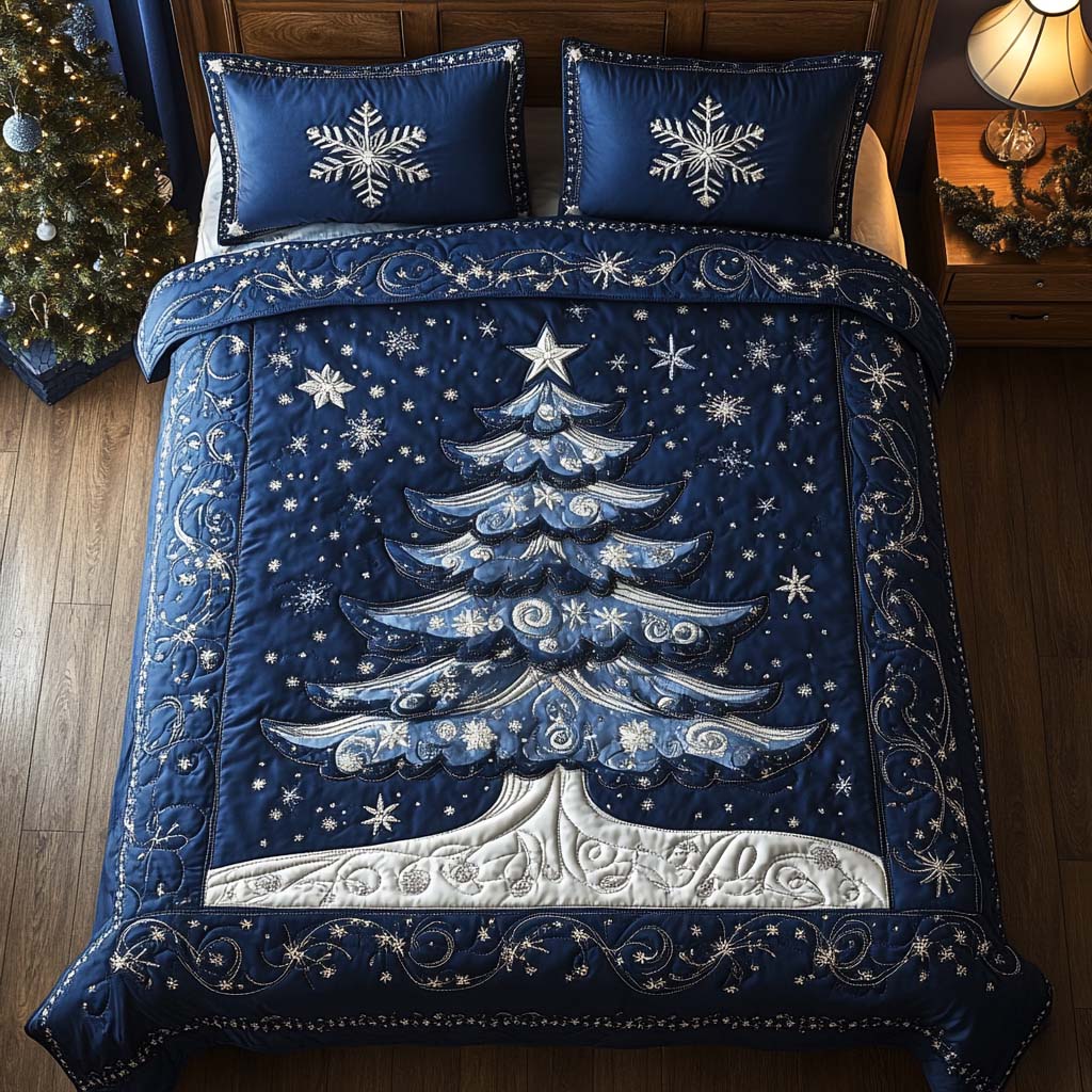 Christmas Tree 3-Piece Quilted Bedding Set Fall Quilt Sets Christmas Gift For Her