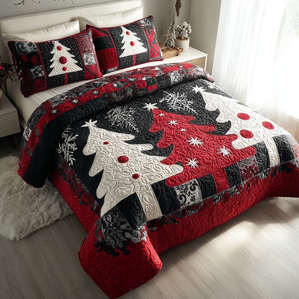 Christmas Tree Noel Quilted Bedding Set Quilted Bedspread Christmas Gift For Her