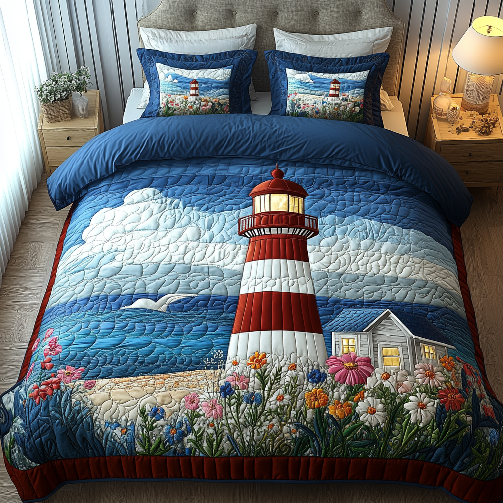 Coastal Bloom 3-Piece Quilted Bedding Set Fall Quilt Sets Nature Lover Gift Fall Decor Gift