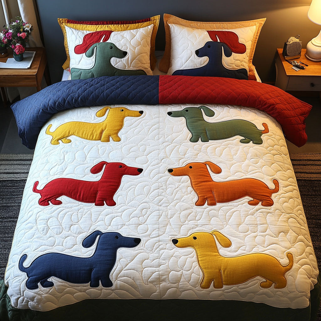Color Pup Joy 3-Piece Quilted Bedding Set Bedspread Set Thanksgiving Gift