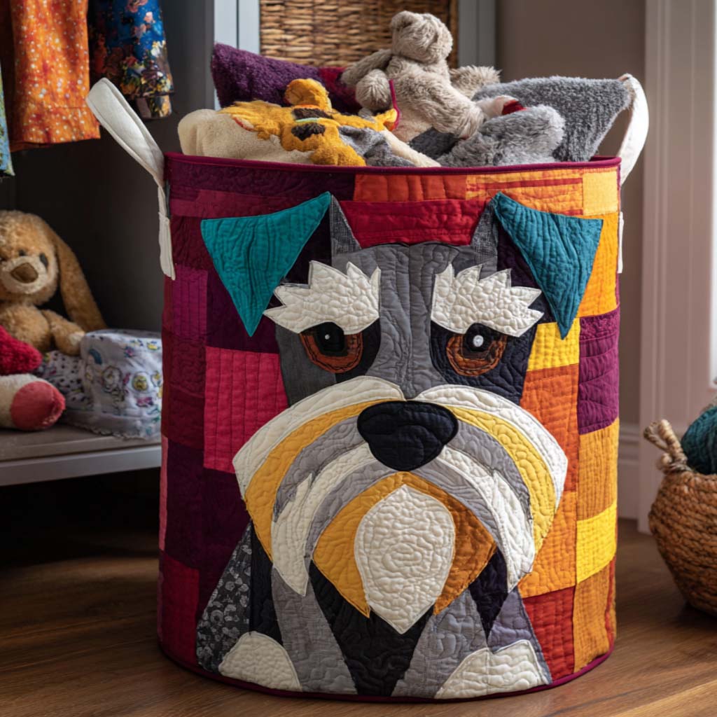 Colorful Schnauzer Laundry Basket Laundry Gifts, Housewarming Gift Ideas, Mother's Day Gifts