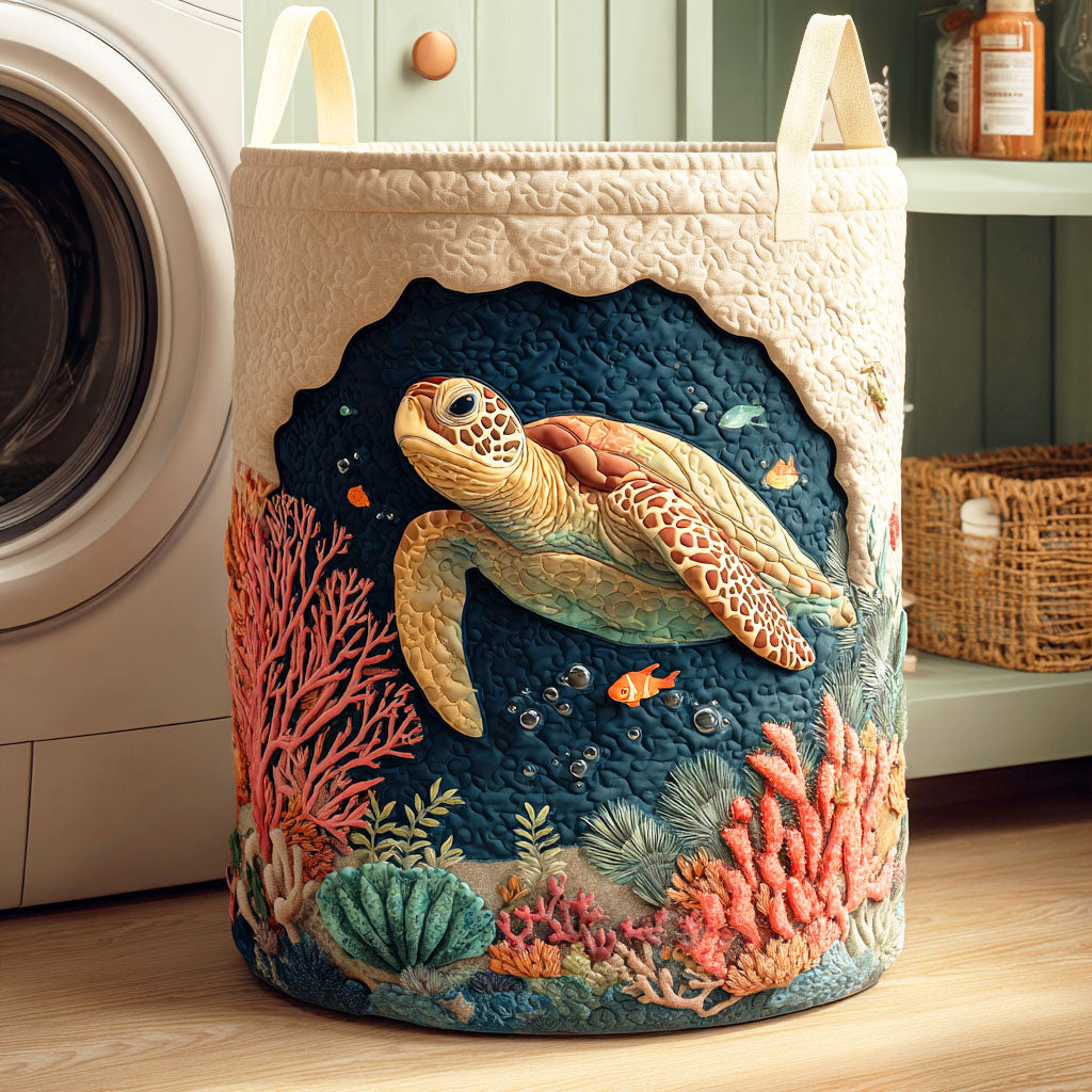 Coral Turtle Laundry Basket Laundry Gifts, Housewarming Gift Ideas, Mother's Day Gifts