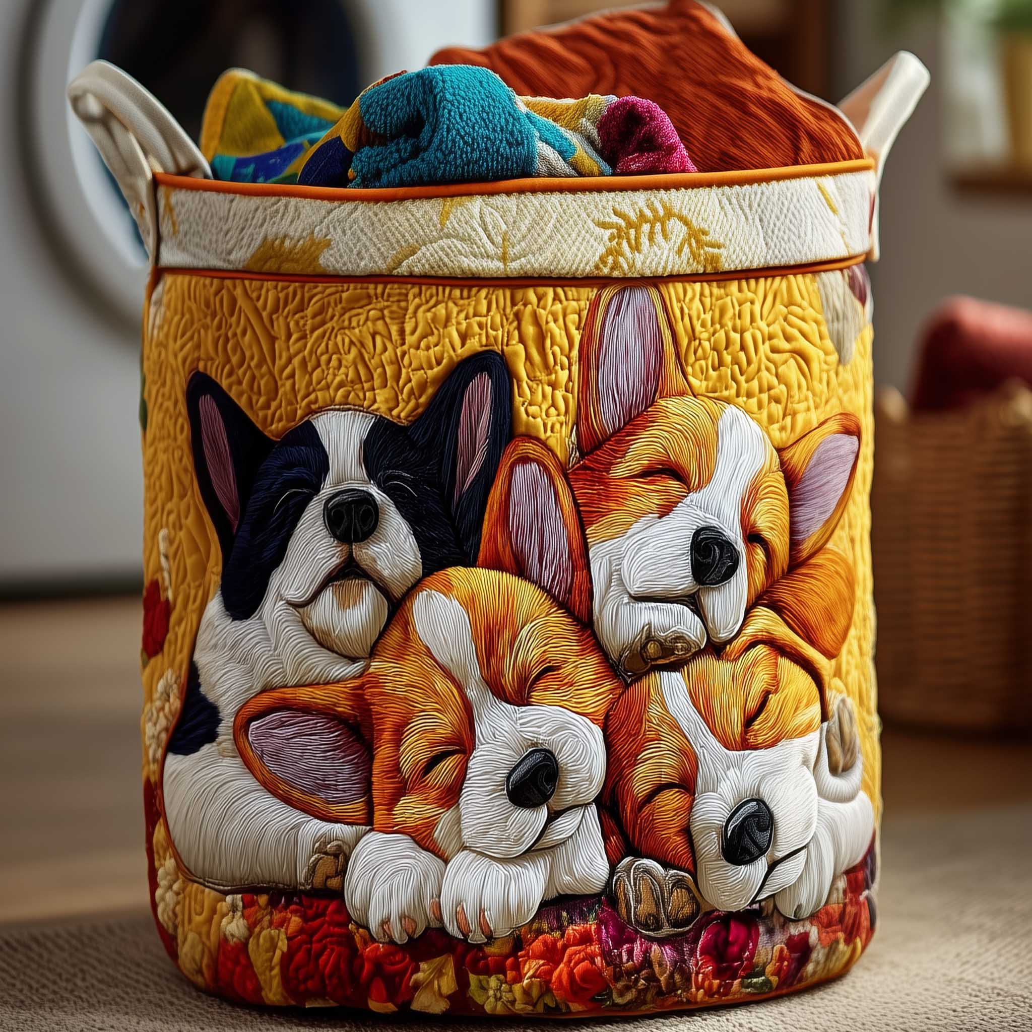 Corgi Cuddle Laundry Basket Laundry Gifts, Housewarming Gift Ideas, Mother's Day Gifts