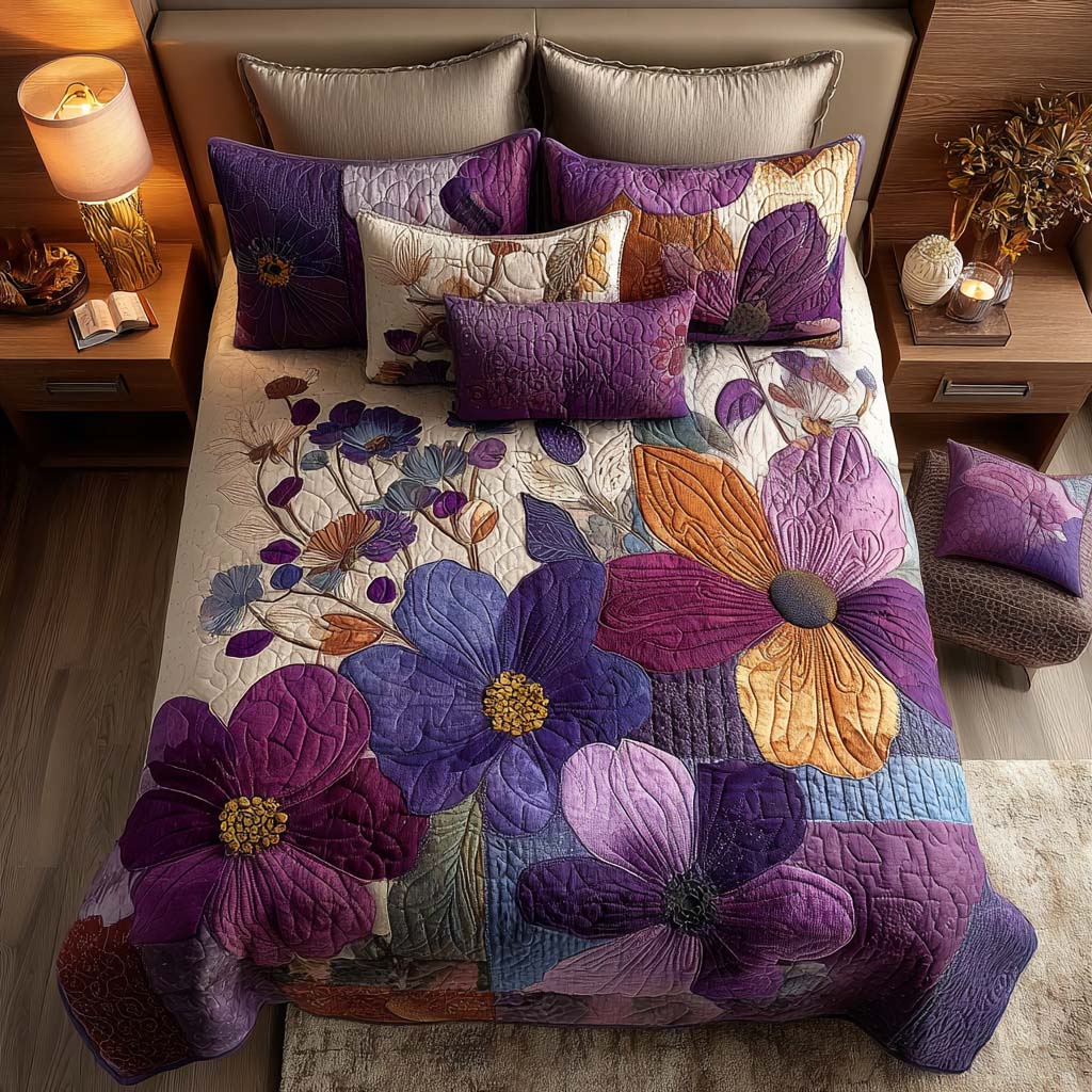 Cottage Blossom Quilted Bedding Set Lightweight Quilt Set Nature Lover Gift Fall Decor Gift