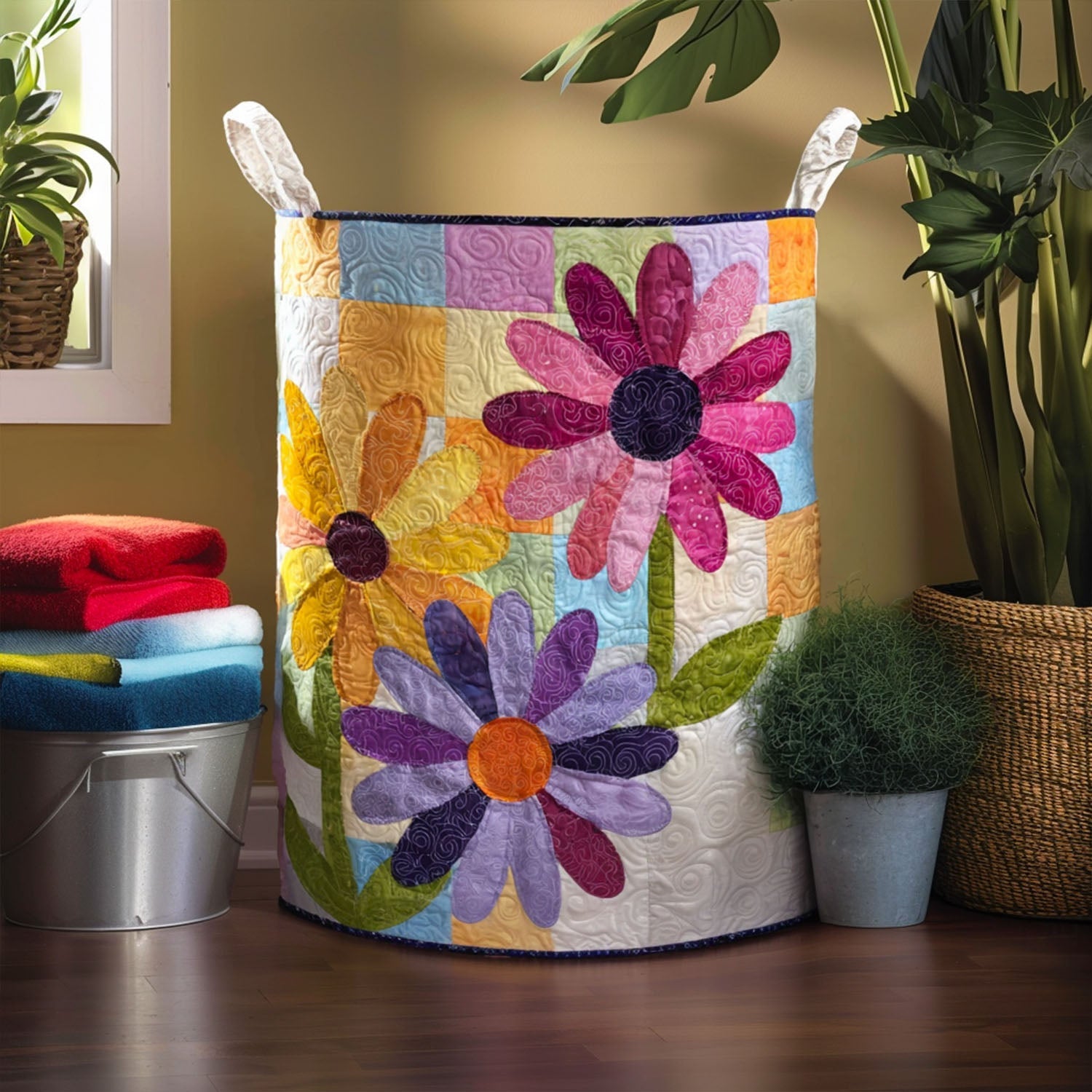 Cottage Meadow Laundry Basket Laundry Gifts, Housewarming Gift Ideas, Mother's Day Gifts