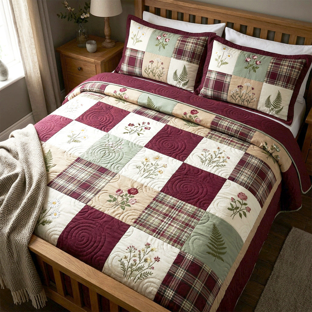 Country Berry Quilted Bedding Set Fall Quilt Sets Nature Lover Gift Fall Decor Gift