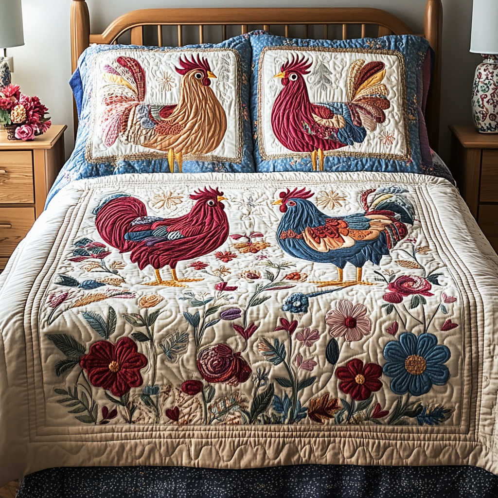 Countryside Bliss 3-Piece Quilted Bedding Set Fall Quilt Sets Nature Lover Gift Fall Decor Gift