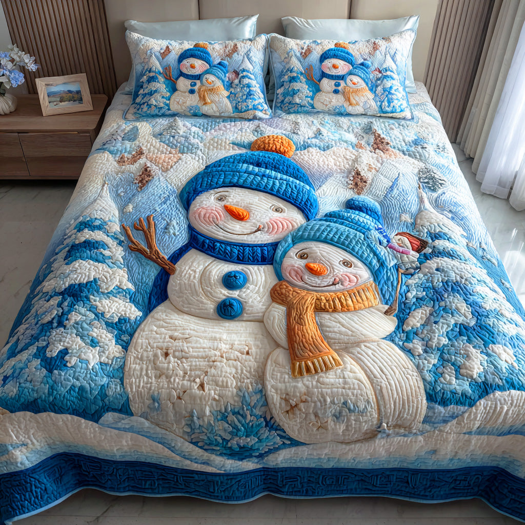 Cozy Snow Harmony Quilted Bedding Set Fall Quilt Sets Mothers Day Gift