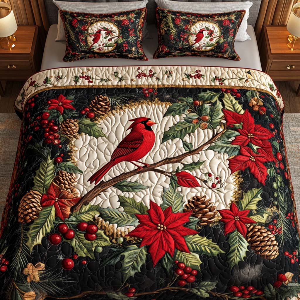 Crimson Elegance 3-Piece Quilted Bedding Set Lightweight Quilt Set Thanksgiving Gift