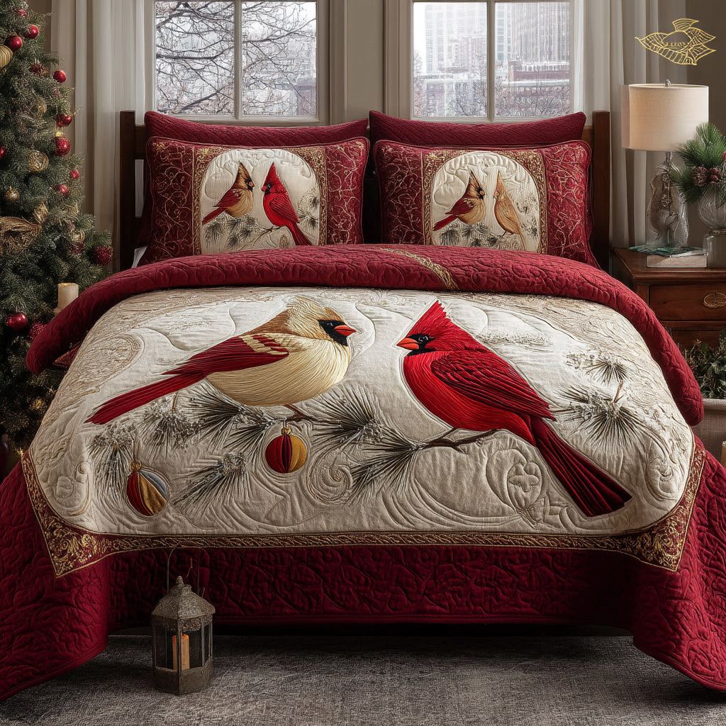 Crimson Pair Quilted Bedding Set Bedspread Set Thanksgiving Gift