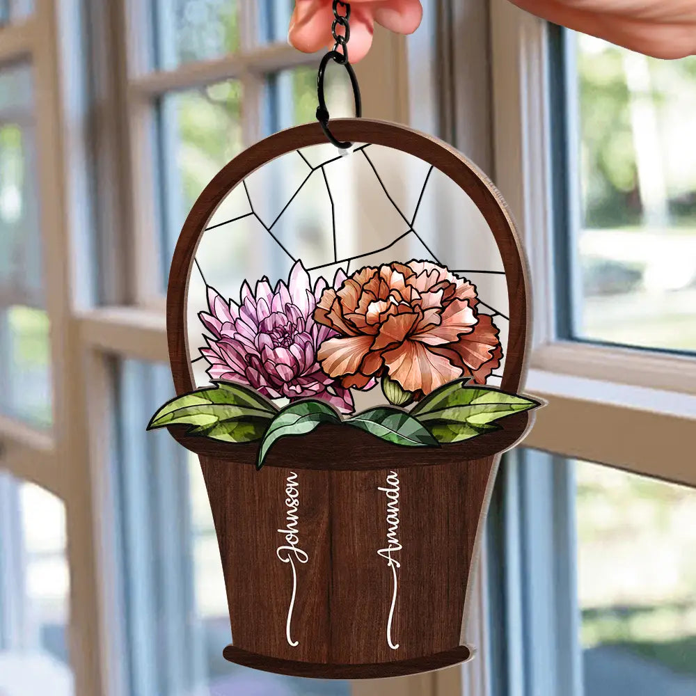Flower Basket Acrylic Suncatcher, Mothers Day Gift, Gift For Mom And Grandma