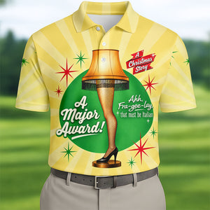 Christmas Leg Lamp Major Award Golf Shirt, Mens Golf Shirts, Funny Mens Golf Shirts