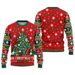 Oh Christmas Tee Golf Tree Golf Shirt, Mens Golf Apparel, Mens Holiday Golf Shirts