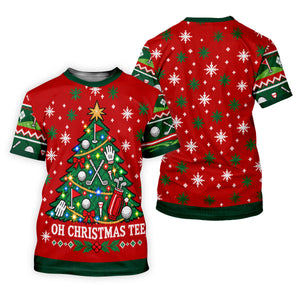 Oh Christmas Tee Golf Tree Golf Shirt, Mens Golf Apparel, Mens Holiday Golf Shirts