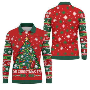 Oh Christmas Tee Golf Tree Golf Shirt, Mens Golf Apparel, Mens Holiday Golf Shirts