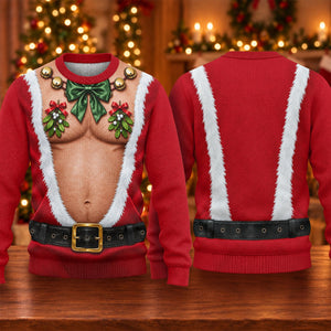 Muscle Santa Suit Ugly Christmas Sweater - view 5