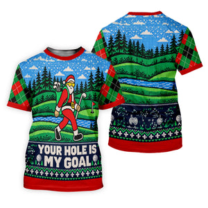 Christmas Your Hole Is My Goal Golf Shirt, Mens Golf Polo, Mens Holiday Golf Shirts