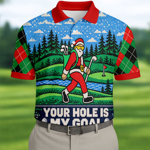 Christmas Your Hole Is My Goal Golf Shirt, Mens Golf Polo, Mens Holiday Golf Shirts