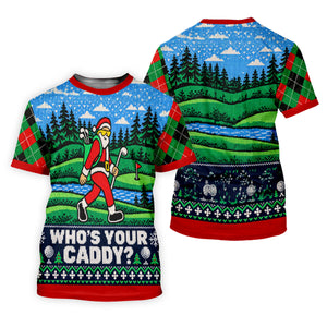 Christmas Who's Your Caddy Santa Golf Shirt, Womens Golf Tops, Womens Golf Apparel