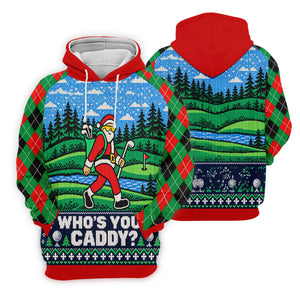 Christmas Who's Your Caddy Santa Golf Shirt, Golf Shirts For Men, Mens Golf Shirts
