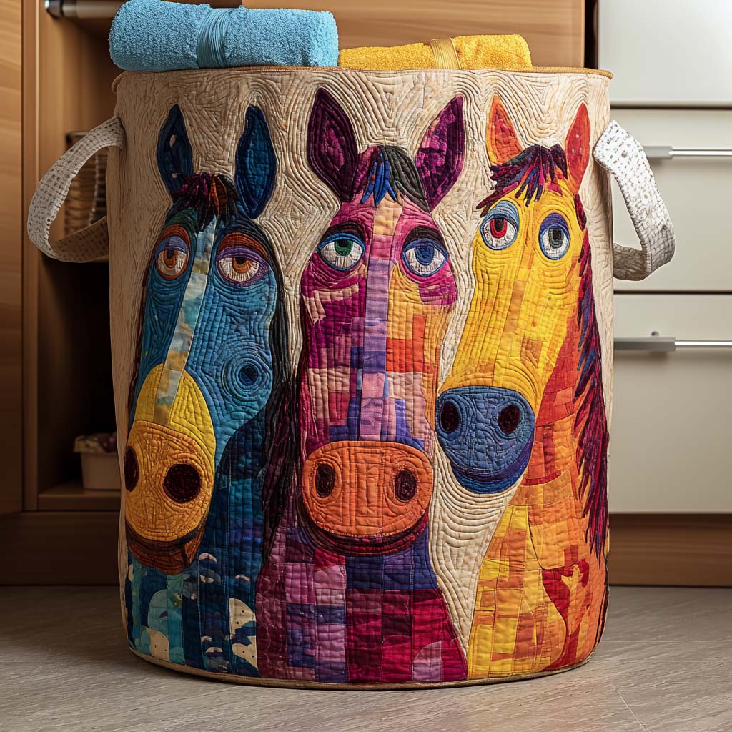 Dancing Horses Laundry Basket Laundry Gifts, Housewarming Gift Ideas, Mother's Day Gifts