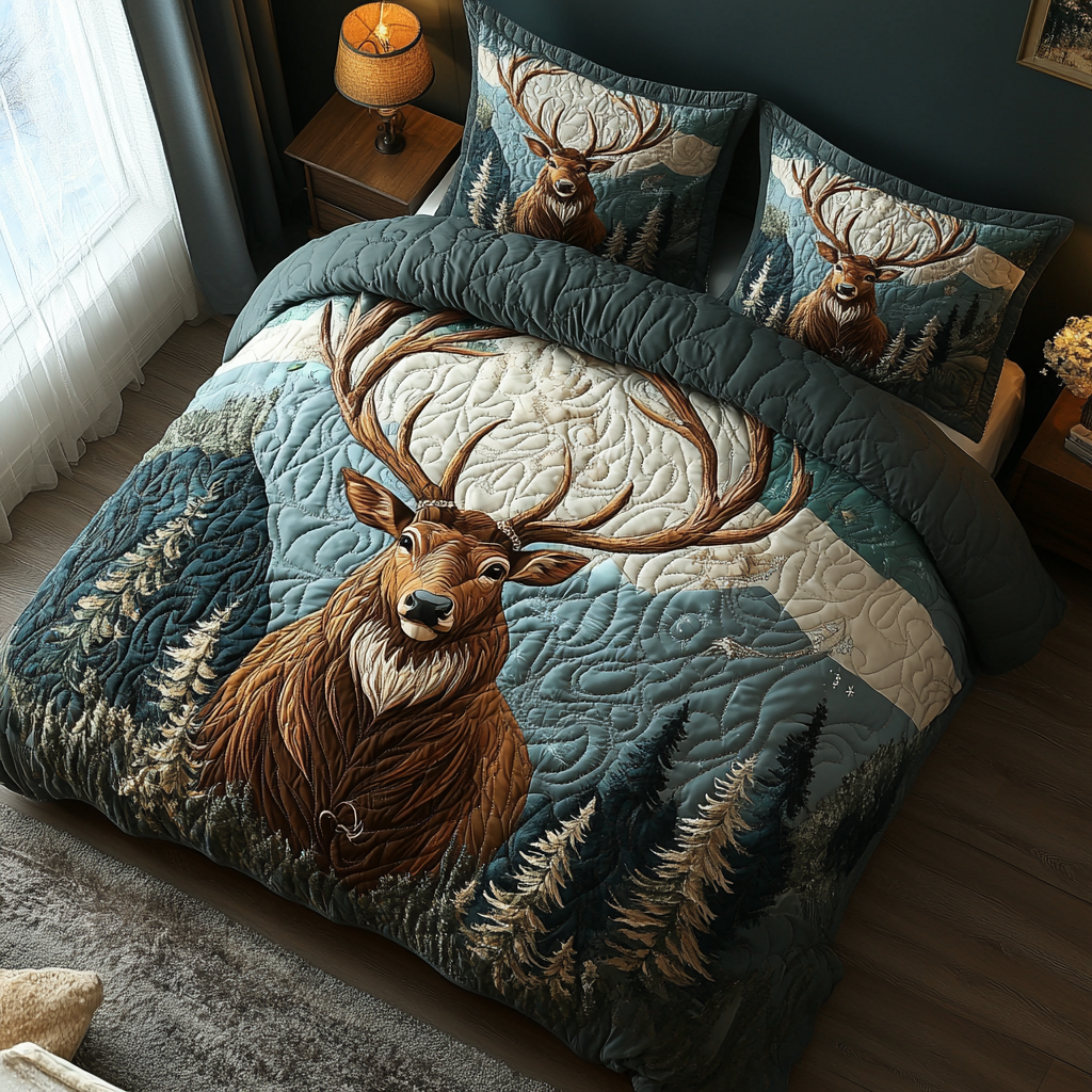 Deer Haven Quilted Bedding Set Bedspread Set Mothers Day Gift