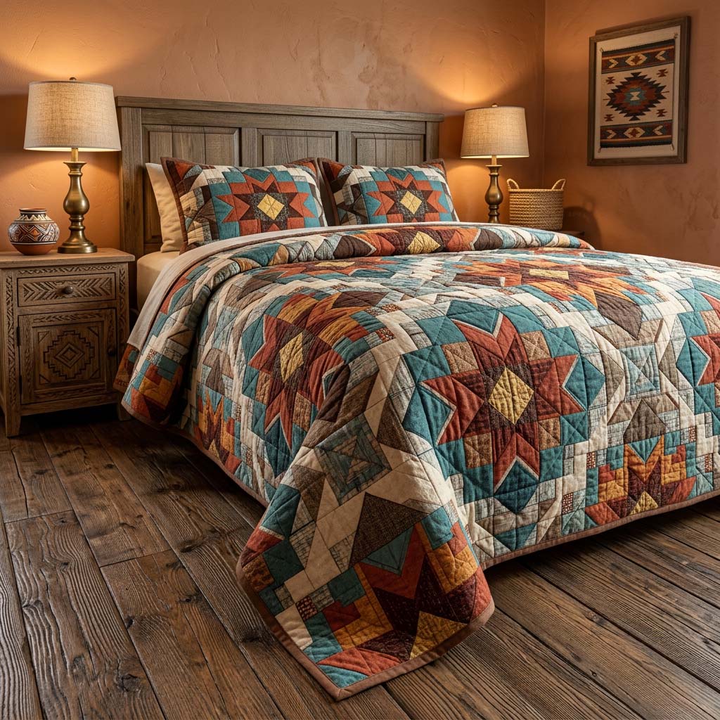 Desert Mesa Patch Quilted Bedding Set Lightweight Quilt Set Mothers Day Gift