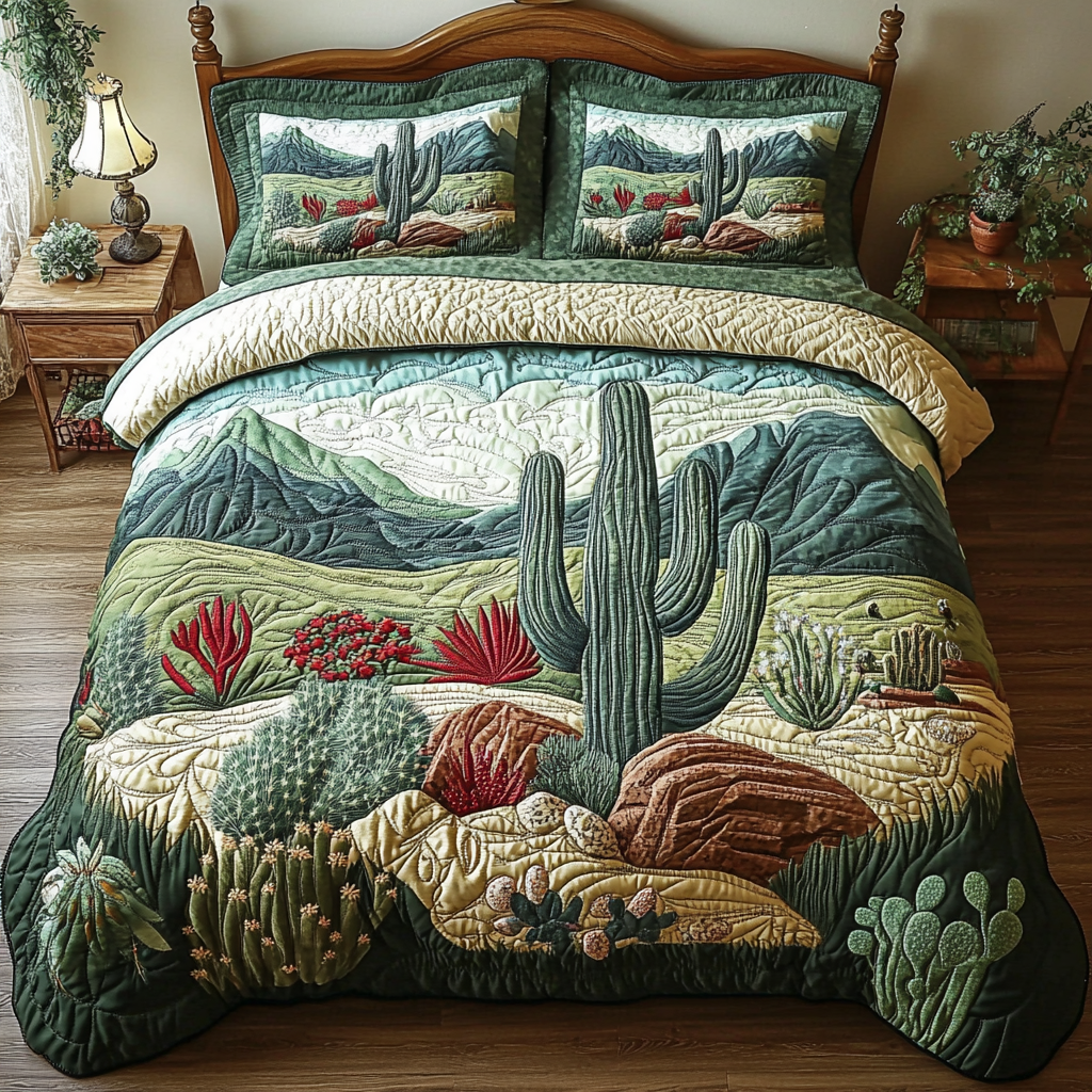 Desert Oasis Quilted Bedding Set Lightweight Quilt Set Mothers Day Gift