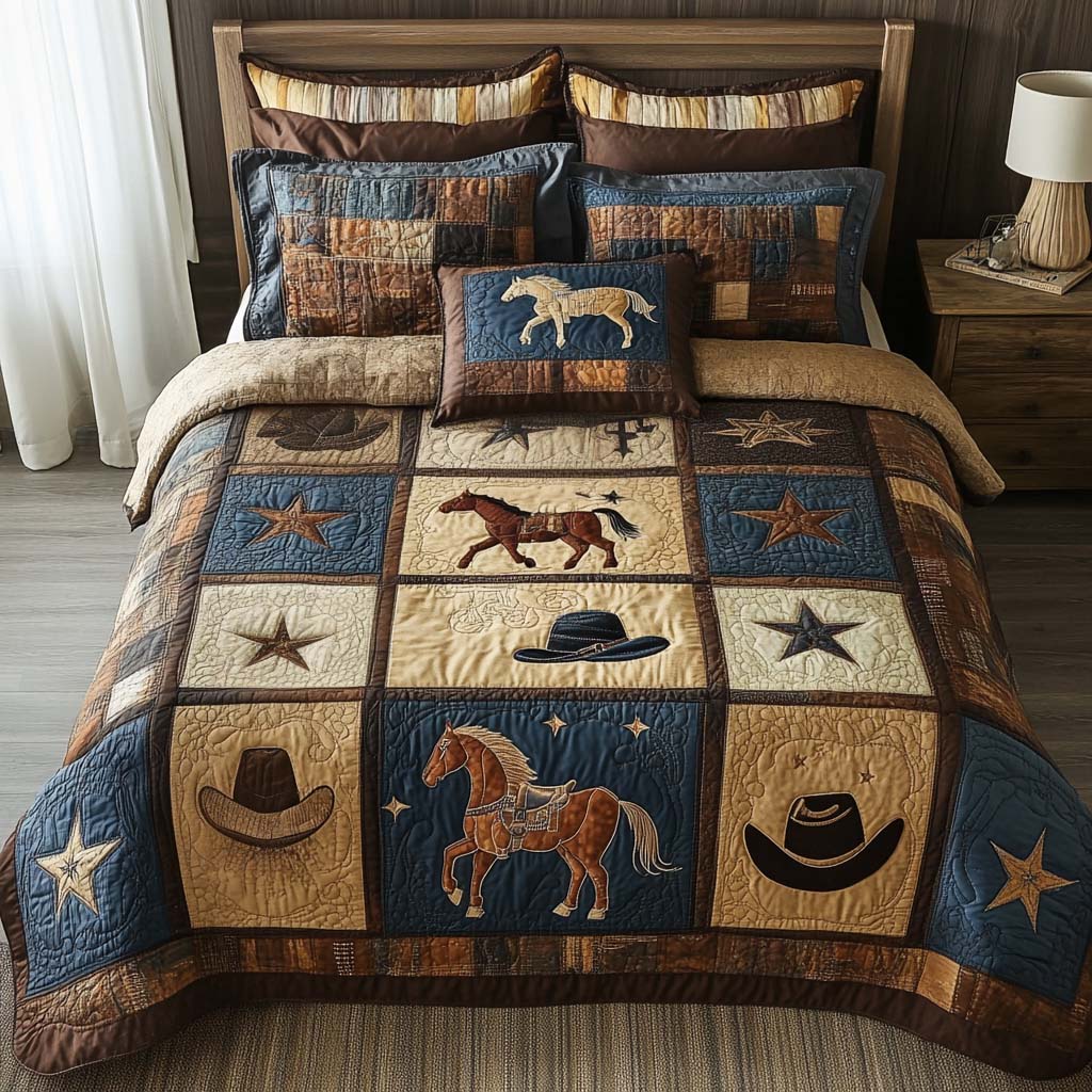 Desert Riders Quilted Bedding Set Lightweight Quilt Set New Home Gift