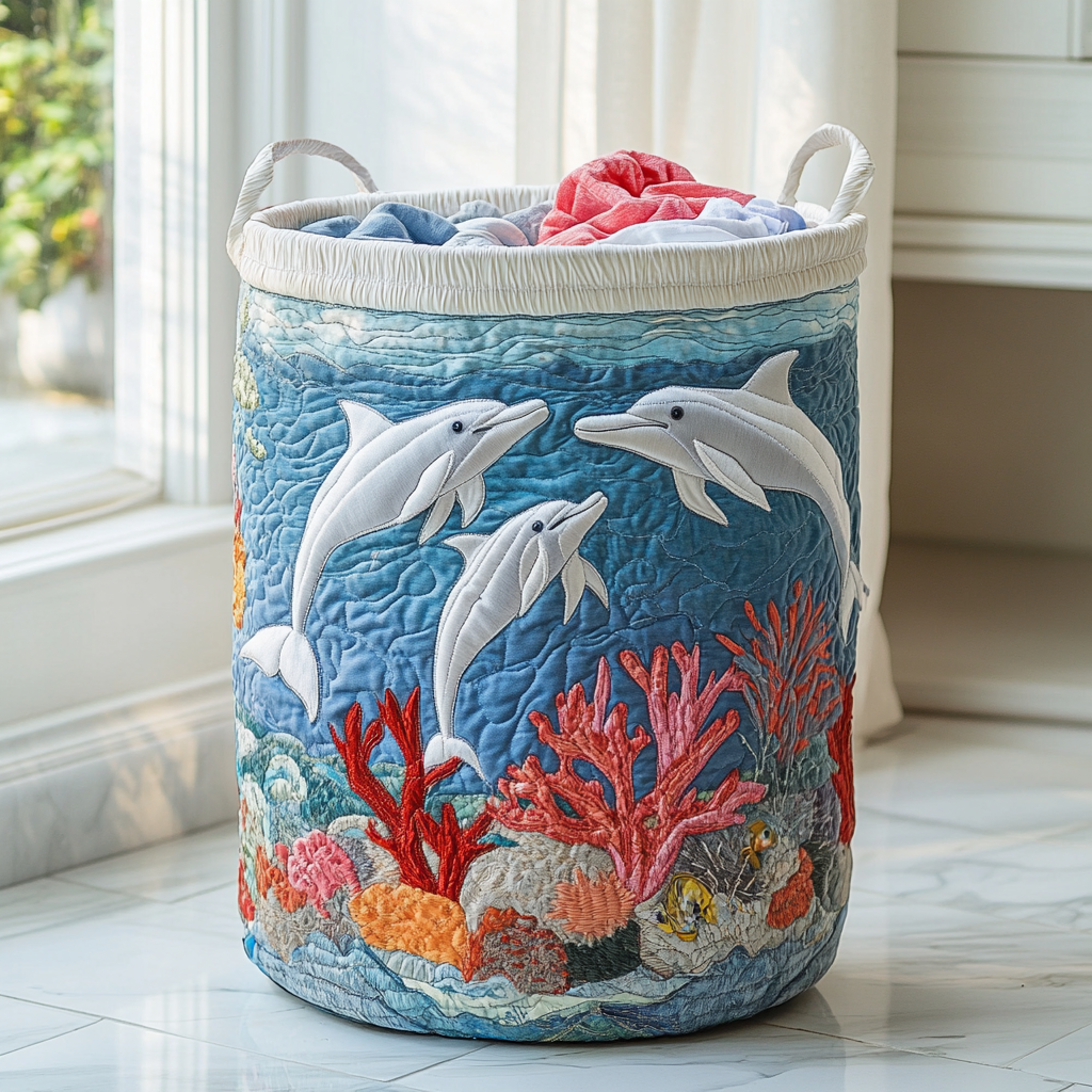 Dolphin Shore Laundry Basket Laundry Gifts, Housewarming Gift Ideas, Mother's Day Gifts