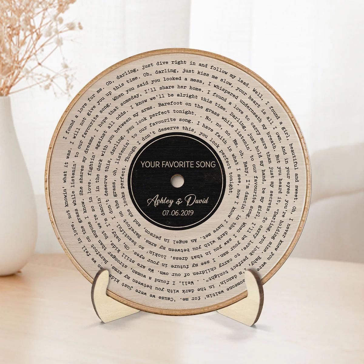 Personalized Vinyl Record Wall Art, Couple Wood Sign, Wedding Anniversary Gifts