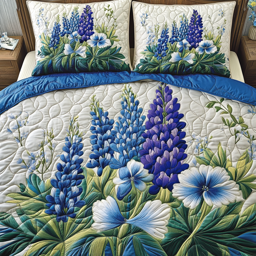 Dreaming Flowers Quilted Bedding Set Bedspread Set Nature Lover Gift Fall Decor Gift