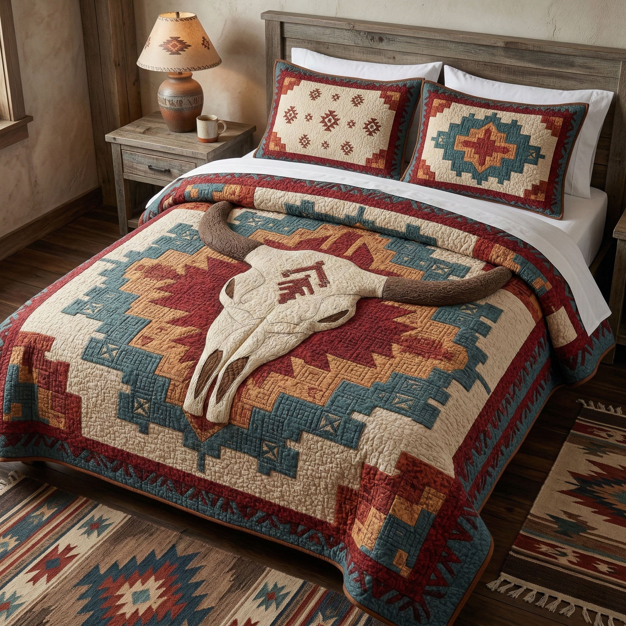 Dusty Skull 3-Piece Quilted Bedding Set Lightweight Quilt Set Thanksgiving Gift
