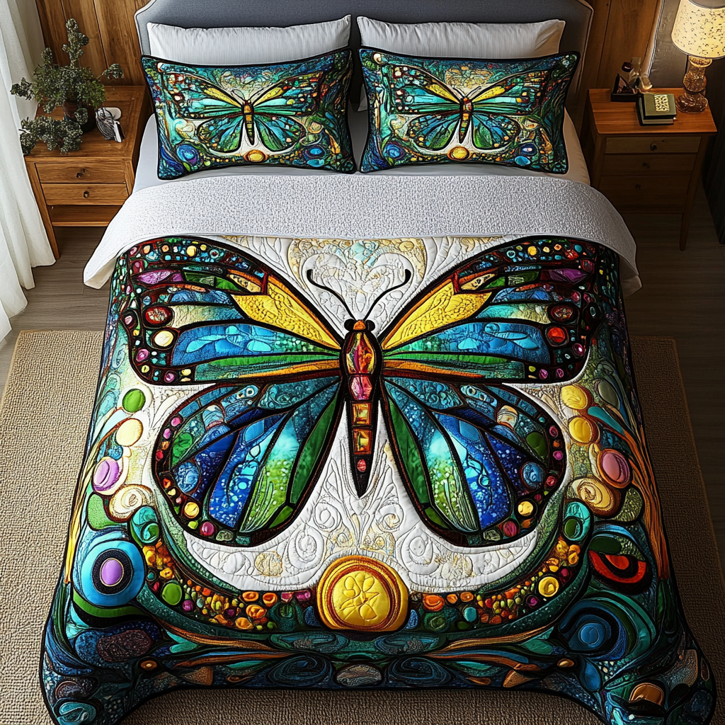 Enchanted Flutter Quilted Bedding Set Lightweight Quilt Set Thanksgiving Gift