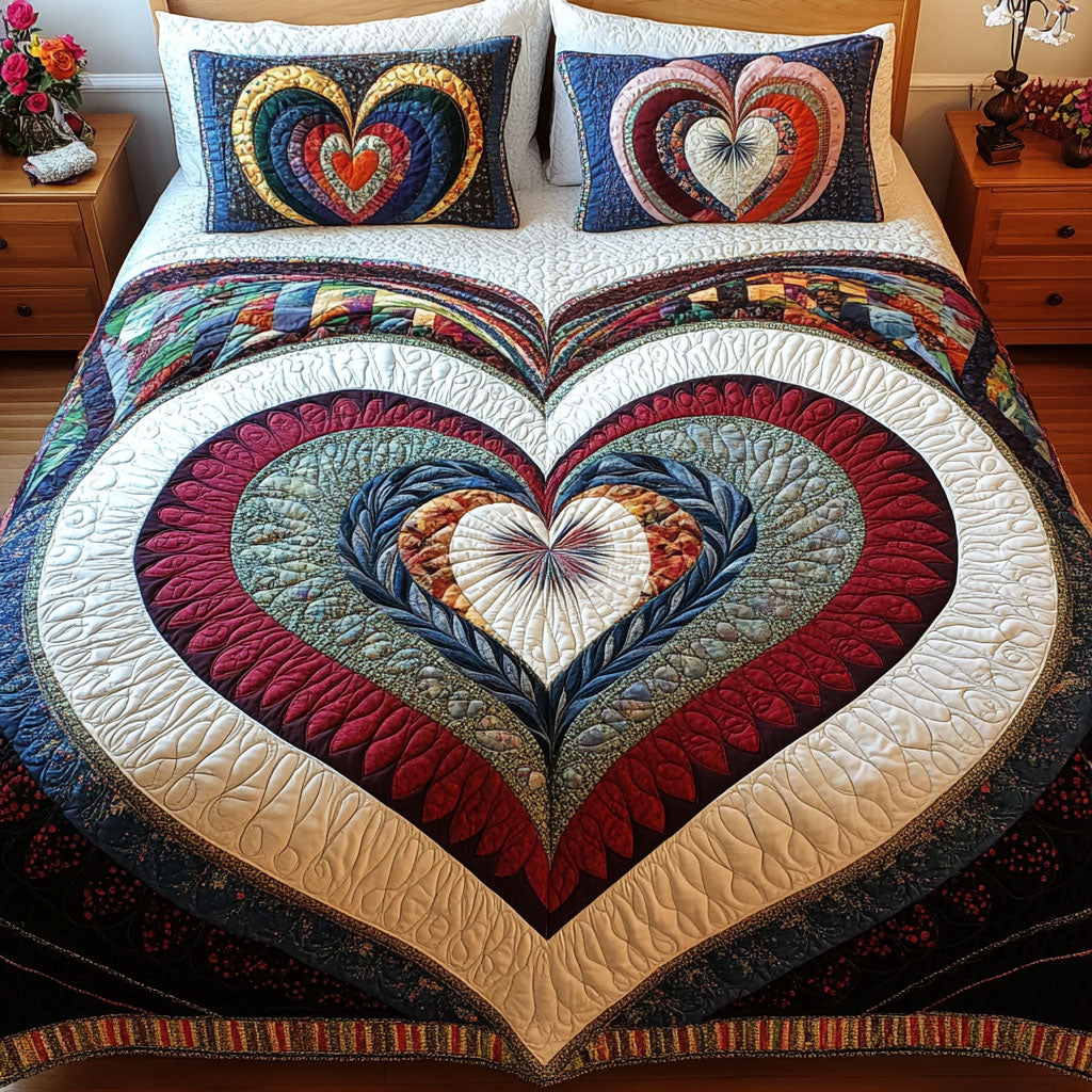 Eternal Heartbeat Quilted Bedding Set Quilted Bedspread Mothers Day Gift