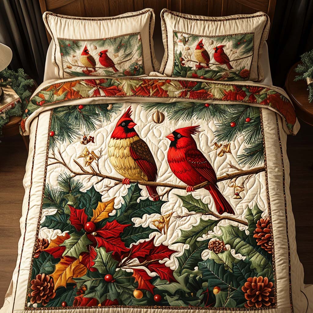 Evergreen Companions 3-Piece Quilted Bedding Set Quilted Bedspread Housewarming Gift