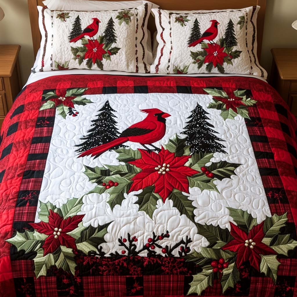 Evergreen Spirit Quilted Bedding Set Quilted Bedspread Mothers Day Gift